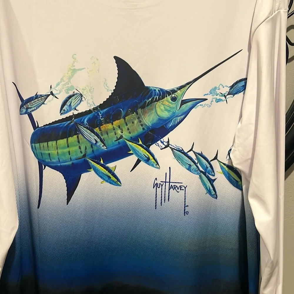 Guy Harvey NWT Men’s Marlin UPF Sun Performance long sleeve shirt size large - Picture 7 of 12
